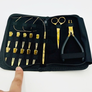 Kit d'outils d'extension de cheveux boucle crochet Kit d'extension de cheveux Clips boîte fils forme aiguilles en acier inoxydable pince logo - Product Image 2