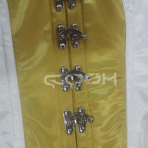 Wholesale Price Sexy Party Wear Satin Overbust Corset in Yellow & White - Product Image 3