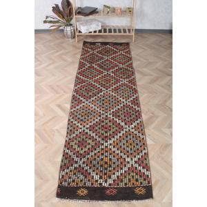 2.7x8.9 ft Vintage Rug, Kilim Rug, <b>Brown</b> Persian Rug <b>Wool</b> - Product Image 1