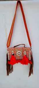 Bolso de hombro de algodón bohemio hecho a mano para mujer, con cuentas con borlas y flecos bandolera, uso de viaje en la playa Vintage - Product Image 3