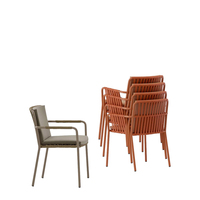 Chaise de salle à manger extérieure empilable, cadre aluminium, corde oléfine tissée, tissu imperméable, qualité commerciale