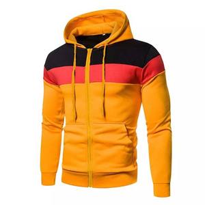100% algodón polar con capucha para hombre contraste Color bloque cremallera ropa deportiva alta calidad logotipo personalizado bordado transpirable básicos - Product Image 1