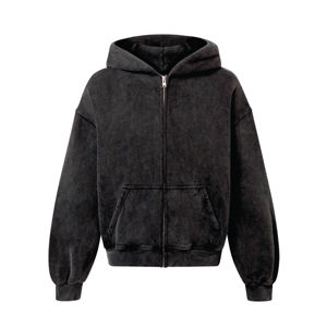 Sweat à capuche personnalisé unisexe double épaisseur en coton de haute qualité avec fermeture éclair Sweat à capuche homme en polaire délavé à l'acide pour hommes - Product Image 1