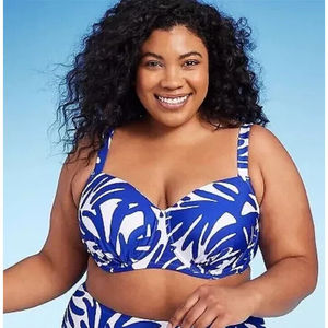 Kona Sol Completo Bikini Donna 2 Pezzi con Top Reggiseno Push-up con Ferretto e Dettagli Cut-Out, Taglia M, Stampa Corallo Blu Metallizzato Traspirante - Product Image 3