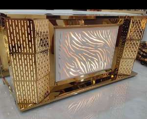 Mostrador de exhibición de Bodas de acero inoxidable de lujo en acabado dorado Catering y decoración de alta calidad - Product Image 4