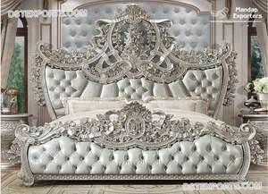 Ensemble de meubles de chambre à coucher en teck sculpté à la main, lit royal Maharaja, tables de chevet, léger, taille personnalisée, couleur personnalisée - Product Image 3