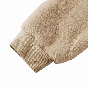 Vente en gros de sweats à capuche Seherpa de haute qualité pour hommes 100% coton Logo personnalisé vêtements d'hiver teints en couleur unie à la mode - Product Image 4