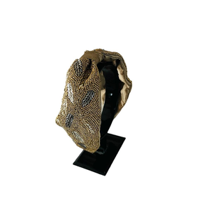 Diadema con Cuentas Doradas Hecha a Mano con Cristales, de Lujo, Excelente Calidad, Vibrante, Accesorios para el Cabello Estilo Boho para Niñas - Product Image 1