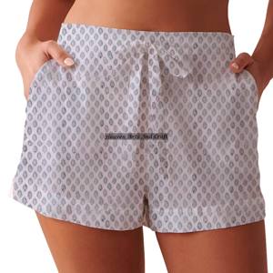 Cotton Lightweight Voile Hand Block Print Style Shorts Soft Sleep Wear Custom Handmade Shorts Pants Cotton Drawstring All Size - Product Image 6