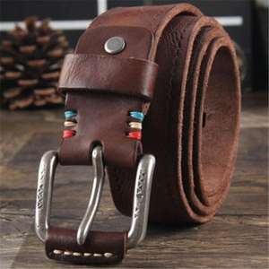Real Buffalo Leather Custom Steel Buckle Unisex Luxury <b>Belt</b> High Quality Pure Leather Waterproof Men's <b>Belts</b> Cheap Price New - Product Image 2