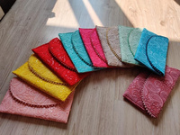 Pochette portefeuille en tissu Chikankari artisanal indien, pochette à monnaie, cadeau de mariage, cadeaux de fête, Ramadan, Nouvel An