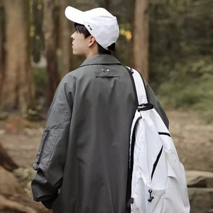 เสื้อแจ็กเก็ตหนังเทียมสำหรับผู้ชาย, เสื้อแจ็คเก็ตหนัง PU สำหรับวัยรุ่นเสื้อโค้ททรงหลวมลำลองผ้าแคนวาสฤดูใบไม้ร่วงใหม่ - Product Image 4