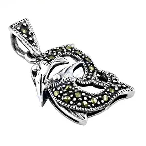 Pendentif masque en argent 925 fait main pour femme avec pierres de marcassite, or rose et platine, style religieux, bijoux de charme - Product Image 3