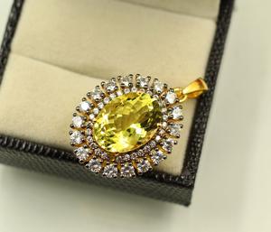 สีเขียวทองควอตซ์เพชรมอยส์ซาไนต์925สเตอลิงจี้เจ้าสาวสไตล์ศาสนาชั้นดีจี้เพชรหลักหินทอง - Product Image 2