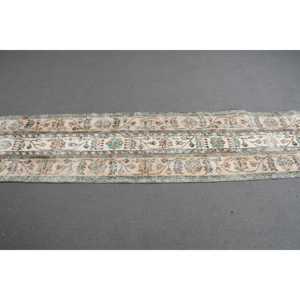 1.8x8 ft Vintage Rug, <b>Brown</b> Plants & trees Turkish <b>Wool</b> Rug - Product Image 2