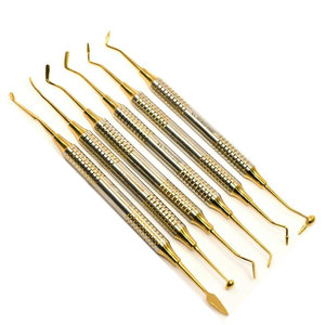 6 uds instrumentos de relleno de resina compuesta Dental espátula cabeza chapada en titanio relleno mango grueso juego de restauración conjunto de herramientas dentales - Product Image 6