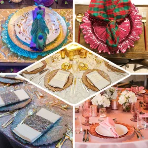 Placa de cargador redonda dorada de diseñador, plato elegante para comida y postre, elección de tendencia para Hotel, restaurante y fiesta de boda - Product Image 5