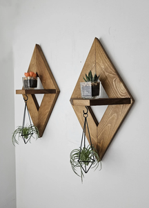 Juego de dos estantes de madera rústica para colgar en la pared, estantes minimalistas para plantas para macetas, accesorios de decoración del hogar - Product Image 6