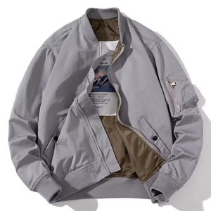 Veste zippée à manches longues élégante pour hommes, toile durable de haute qualité, coupe-vent ample et décontracté à la mode, col montant, rue principale - Product Image 1
