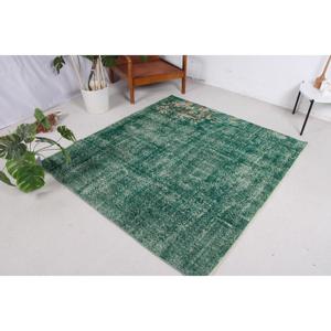 พรมวินเทจสไตล์ตุรกี ขนาด 5.6x5.2 ฟุต พรมสีเขียวลายตะวันตกเฉียงใต้ - Product Image 2