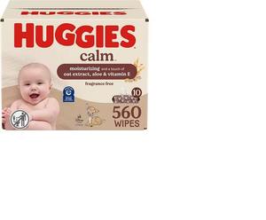 Toallitas Huggies Calm Baby | Sin perfume, hipoalergénicas, 10 paquetes de botones (560 toallitas en total), suaves y suaves para pieles sensibles - Product Image 1