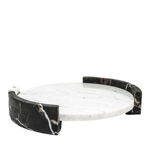 ถาดหินอ่อนพร้อมด้ามจับทองเหลืองโบราณใช้ในบ้านและสวน - Product Image 2