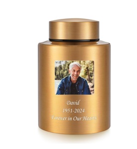 Photo Urnes de crémation personnalisées pour cendres humaines Mémorial funéraire personnalisé en acier inoxydable 5.9 pouces Souvenir décoratif moyen - Product Image 1