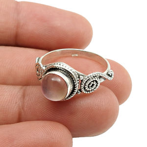 Anillo de Plata de Ley 925 hecho a mano, piedra preciosa de cuarzo rosa natural, uso diario, anillo de estilo informal de compromiso, precio al por mayor - Product Image 3