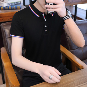 T-shirt polo à revers en coton pour hommes, tendance, à manches courtes, avec logo personnalisé, pour l'été - Product Image 2