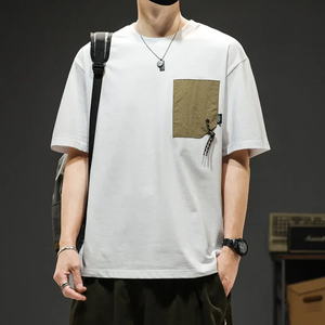 เสื้อยืดผู้ชายทรงหลวมฤดูร้อนคอกลมแขนสั้นคอกลมแขนสั้นลำลองบางระบายอากาศทันสมัย - Product Image 2