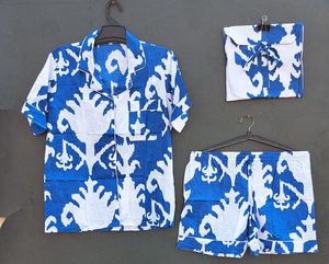 ชุดชายหาดแขนสั้นสีฟ้าสีขาวสำหรับผู้หญิงชุดผ้าทอชุดนอนแบบผูกเชือกแบบลำลองเหมาะสำหรับเป็นของขวัญในฤดูร้อน - Product Image 1