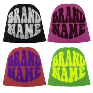 Sản xuất đầy đủ biểu tượng tùy chỉnh Y2K Acrylic dệt kim Beanies Mũ Spider lụa satin dòng Jacquard Mũ mùa đông thời trang dạo phố Beanie - Product Image 2