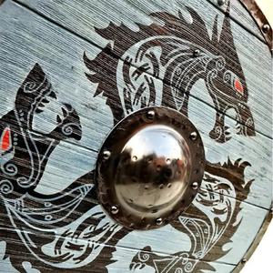 JEXMOO Bouclier Viking artisanal de 24 pouces en bois et acier à haute teneur en carbone, design de la tige centrale, avec support de personnalisation et de compatibilité - Product Image 6