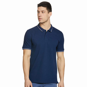 Ropa de moda Nevi Color azul Polo de hombre hecho con poliéster algodón Ropa de oficina Polo de media manga - Product Image 1