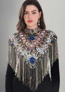 ชุดราตรีหรูหราทรงเบอร์เลสก์ชุดราตรีประดับด้วยลูกปัดชุดผูกคอประดับด้วยเลื่อมสำหรับงานเทศกาลงานเทศกาลของสโมสรไข่มุกที่สวยงาม - Product Image 2