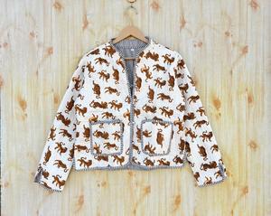 ผ้าห่มผ้าฝ้ายเจอร์ซีย์พิมพ์ลายบล็อกแบบอินเดีย ลายทางสัตว์ โบฮีเมียน ระบายอากาศได้ดี ใช้ได้ทุกฤดู เป็นมิตรกับสิ่งแวดล้อม สำหรับผู้หญิง แบบสองด้าน - Product Image 1