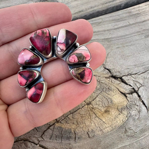 แหวน Naja แบบปรับได้ทำด้วยมือสวยงามพร้อมกุหลาบดอกรักเร่และชุดฝาหินธรรมชาติเงินสเตอร์ลิงตัดวงรีสำหรับงานแต่งงาน - Product Image 1