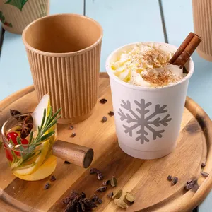 Eco-Friendly Bio-Coated 200Ml 8Oz Ø 80 mm Unbleached Ripple Insulated Natural Tone Coffee Mugs - 500 pcs/carton - Product Image 6
