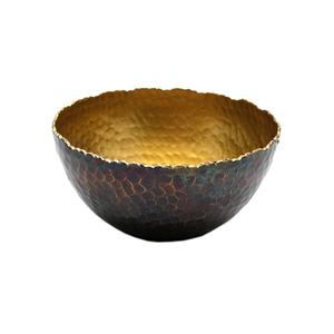 Ustensiles de cuisine bol de service en métal ensemble de 2 bol de fruits fini couleur bleu et or pour vaisselle décor fait à la main - Product Image 3