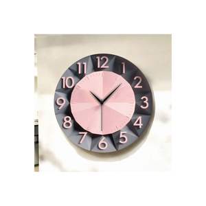 Black Pink Wooden Silent <b>Wall</b> <b>Clock</b> <b>50cm</b> Embossed Looking Pattern Number Gift Color Printing - Product Image 4