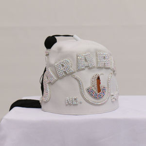 Fez <b>Hat</b> <b>White</b> with Hand Embroidery Gold Bullion Freemasons Masonic <b>Hat</b> High Quality Custom Best Sale Hot Selling Fezz - Product Image 2