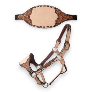 Licou en cuir de couleur marron licou en cuir de cheval avec casque rembourré doux et licou en cuir en laiton - Product Image 5