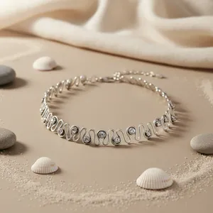 Collar de Plata 925 con Baño de Rodio y Cristales, Joyería Clásica para Mujer, Collares con Piedras Engastadas - Product Image 2