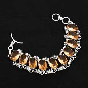 Pulsera de piedras preciosas de morganita | Plata de Ley 925 | Pulsera ajustable | Piedra preciosa de forma ovalada | Regalo de pulsera de plata - Product Image 2