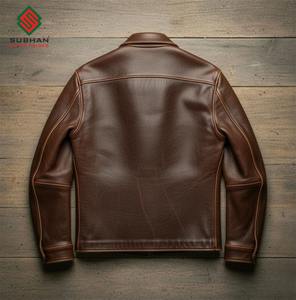 Chaqueta de Cuero Sintético Marrón Hecha a Mano para Hombre |   Chaqueta Bomber Casual Estilo Motero Vintage |   Ropa de Motociclista Clásica Retro con Forro de Lana - Product Image 2
