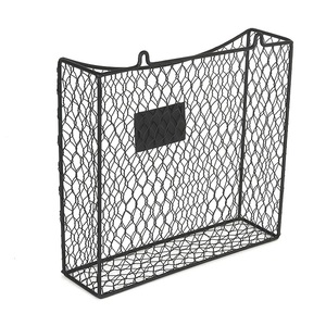 Black Coated Metal Mesh Wire Basket Wall-Mounted Rectangle Shape for Bread <b>Egg</b> Food Latest Countertop Hanging Wire Basket <b>Decor</b> - Product Image 3
