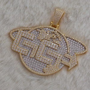 Colgante de moissanita personalizado VVS, colgante de diamante con logotipo de encanto totalmente helado, collar de fiesta personalizado Hip Hop para hombre, regalo - Product Image 1