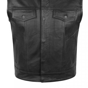 Chaleco de Lona y Cuero Transpirable para Hombre, Estilo Casual, Retro, a la Moda, Chaqueta de Motociclista, Estilo Vaquero Occidental Clásico, para Otoño - Product Image 4