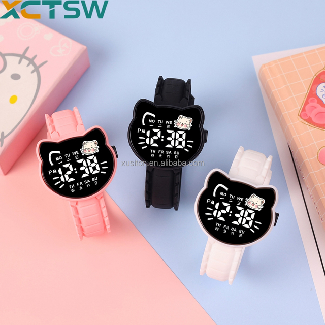 J05 Cheap Watch Fashion Bracelets Women LED Watch for Kids Cartoon Silicone Strap Round Screen Exquisite Design Digital Watch