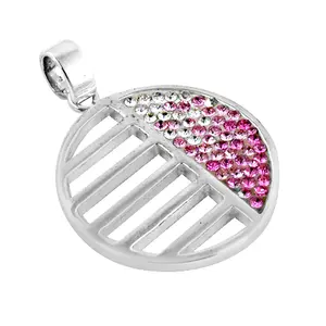 Colgante Circular de Plata 925 con Cristales, Joyería de Regalo para Mujer, Elegantes Colgantes y Dijes de Cristales - Product Image 1